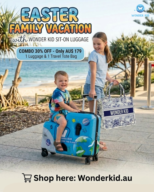 🐰FREE Travel Tote Bag🐰 Galaxy Boy Sit - On Luggage/Blue