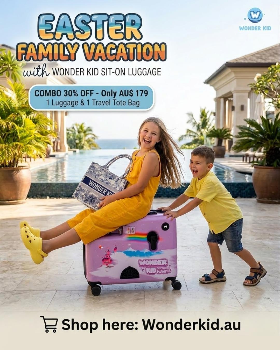 🐰FREE Travel Tote Bag🐰 Wonder Girl Sit - On Luggage/Purple